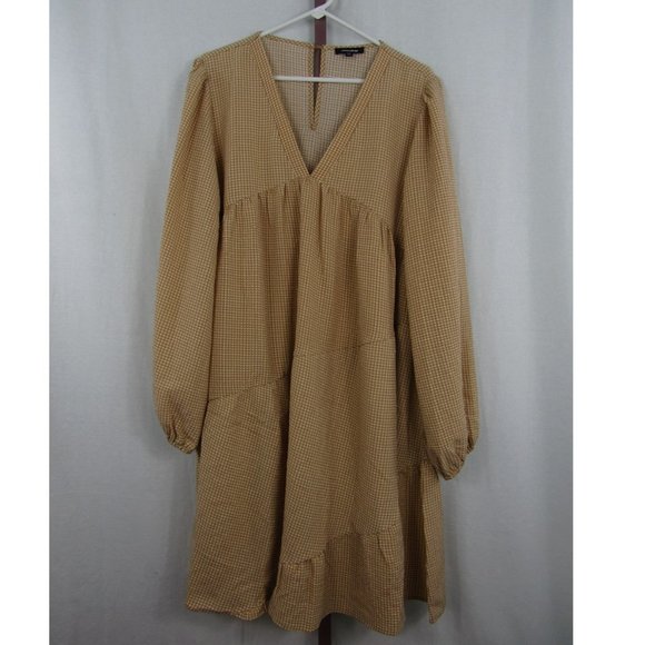 mittoshop Dresses & Skirts - Mittoshop Golden Yellow Gingham Midi Dress